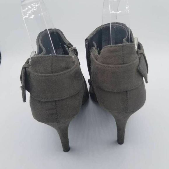 City Streets Womens Ankle Boots Booties Gray Open Toe Zip Slim Heels Studded 7 M - Picture 2 of 8